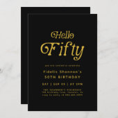 Hallo Vijftig moderne retro 50e verjaardag Kaart (Voorkant / Achterkant)