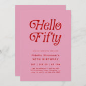 Hallo Vijftig moderne retro 50e verjaardag Kaart (Voorkant / Achterkant)