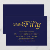 Hallo Vijftig moderne retro 50e verjaardag uitnodi Kaart (Voorkant / Achterkant)