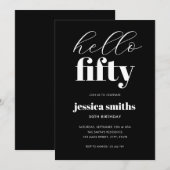 Hallo Vijftig moderne zwart-wit 50e verjaardag Kaart (Voorkant / Achterkant)