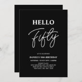 hallo vijftig | Moderne zwarte 50e verjaardag Kaart (Voorkant / Achterkant)