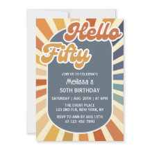 Hallo Vijftig Retro Sun Groovy Wave 50ste verjaard