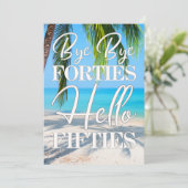 Hallo Vijftig strandscène 50ste verjaardagsfeest Kaart (Staand voorkant)