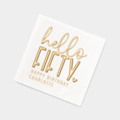 Hallo Vijftigste 50ste verjaardag gepersonaliseerd Folie Servetten (Links)