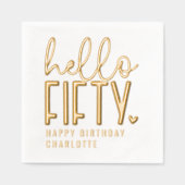Hallo Vijftigste 50ste verjaardag gepersonaliseerd Folie Servetten (Voorkant)