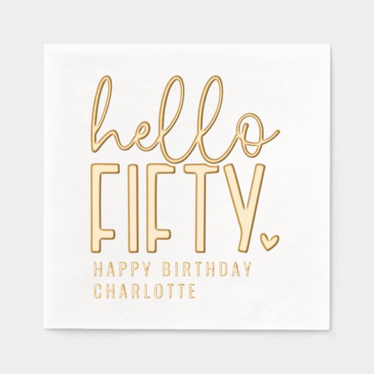 Hallo Vijftigste 50ste verjaardag gepersonaliseerd Folie Servetten (Voorkant)