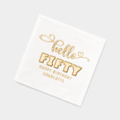 Hallo Vijftigste 50ste verjaardag gepersonaliseerd Folie Servetten (Links)