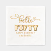 Hallo Vijftigste 50ste verjaardag gepersonaliseerd Folie Servetten (Voorkant)