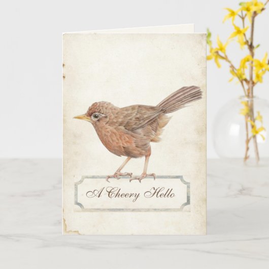 Hallo Vintage Vrolijk Kaart (Gele Bloem)