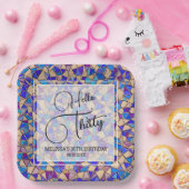 Hallo Violet Blauw Mozaïek Papieren Bordje (Feest)