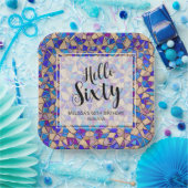 Hallo Violet Blauw Mozaïek Papieren Bordje (Feest)