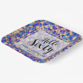 Hallo Violet Blauw Mozaïek Papieren Bordje (Gebogen)