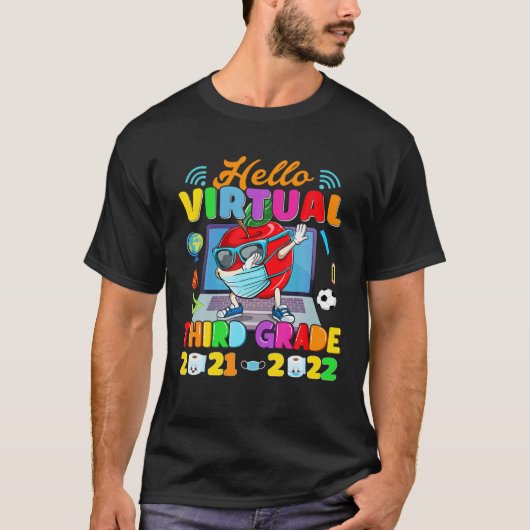 hallo Virtual Third Grade 2021-2022 Apple terug na T-shirt (Voorkant)