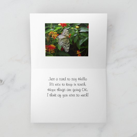 Hallo Vlinder en bloemen Hi/Wenskaart Kaart (Binnen)