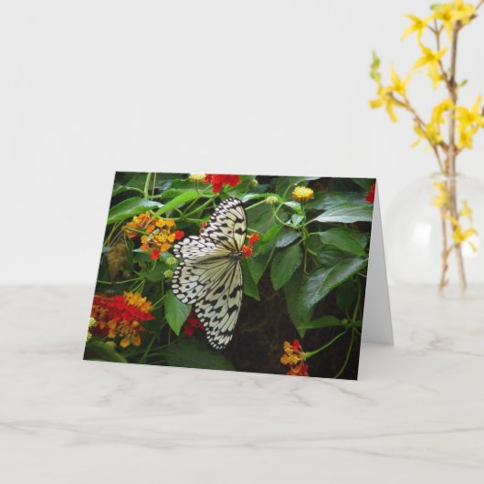 Hallo Vlinder en bloemen Hi/Wenskaart Kaart (Gele Bloem)