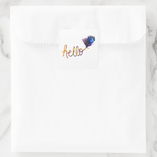 hallo vlinderstift vierkante sticker (Tas)