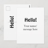 Hallo Voeg naambericht toe Eenvoudig Minimale bedr Briefkaart (Voorkant / Achterkant)