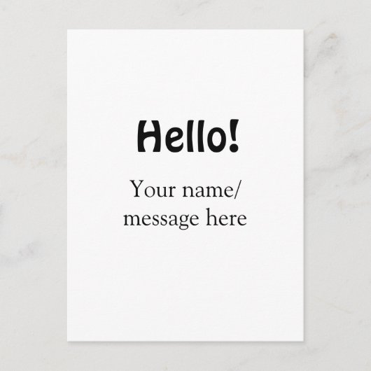 Hallo Voeg naambericht toe Eenvoudig Minimale bedr Briefkaart (Voorkant)