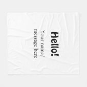 Hallo Voeg naambericht toe Eenvoudig Minimale bedr Fleece Deken (Voorkant (Horizontaal))