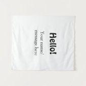 Hallo Voeg naambericht toe Eenvoudig Minimale bedr Wandkleed (Voorkant (horizontaal))