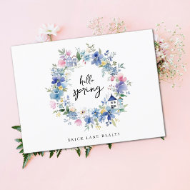 Hallo Voorjaar Bloemenhuis krans Vastgoed Briefkaart