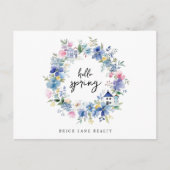 Hallo Voorjaar Bloemenhuis krans Vastgoed Briefkaart (Voorkant)