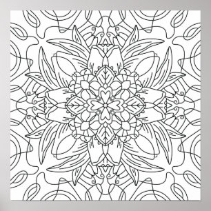 Hallo Voorjaar: Floral Abstracte Kleurplaat Poster