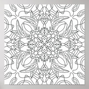 Hallo Voorjaar: Floral Abstracte Kleurplaat Poster