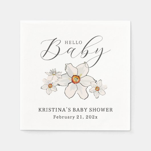 Hallo Voorjaarsbloemen? Baby shower Papier servet (Voorkant)