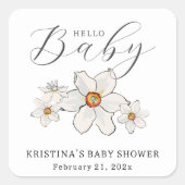 Hallo Voorjaarsbloemen? Baby shower Papier servet Vierkante Sticker (Voorkant)