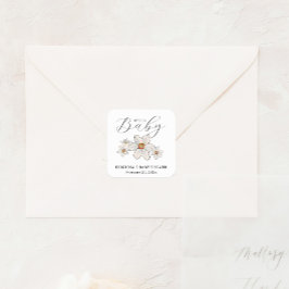 Hallo Voorjaarsbloemen? Baby shower Papier servet Vierkante Sticker