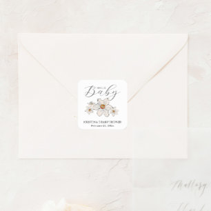 Hallo Voorjaarsbloemen? Baby shower Papier servet Vierkante Sticker