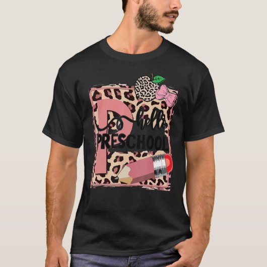 hallo voorschool terug naar school meisjes roze le t-shirt (Voorkant)