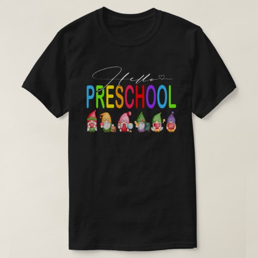 hallo voorschool terug naar schoolgnomen t-shirt (Design voorkant)