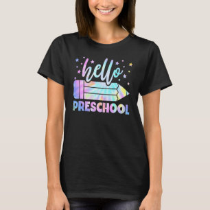 Hallo Voorschool Tie Dye Potlood Leraar Terug Naar T-shirt