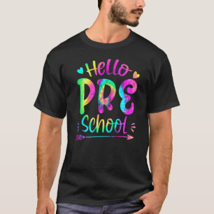 Hallo Voorschool Tie Dye Terug Naar School Leraar T-shirt