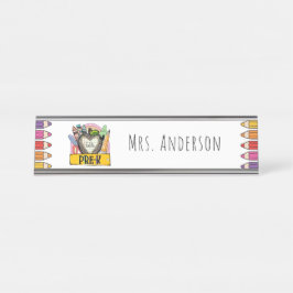 hallo Voorschoolse leraar Gift Desk Name Bord Bureau Naambordje