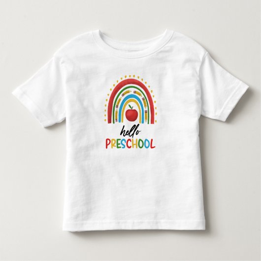 Hallo Voorschoolse Regenboog Terug Naar School Kinder Shirts (Voorkant)