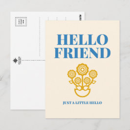 Hallo Vriend Bloem Typografie Postkaart