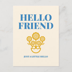 Hallo Vriend Bloem Typografie Postkaart