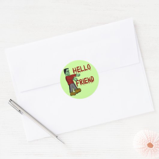 Hallo Vriend Frankenstein Halloween Sticker (Envelop)