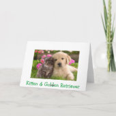 Hallo Vriend Golden Retriever Puppy Kitten Kaart (Achterkant)