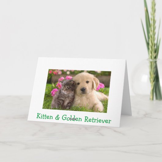 Hallo Vriend Golden Retriever Puppy Kitten Kaart (Achterkant)