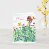 Hallo Vriend Rode Vogelhuisvlinderbloem Kaart (Gele Bloem)