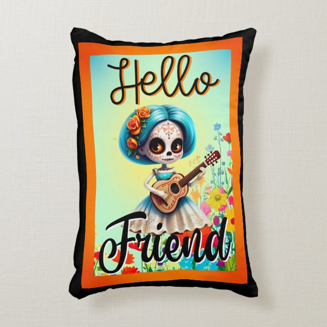 Hallo Vriend Sugar Skull Accent Kussen (Voorkant(Verticaal))