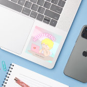 hallo vriend vinyl sticker (Laptop met iPhone)