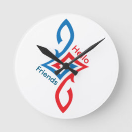 Hallo Vrienden Eenvoudig Gelukkig Groetdesign Ronde Klok