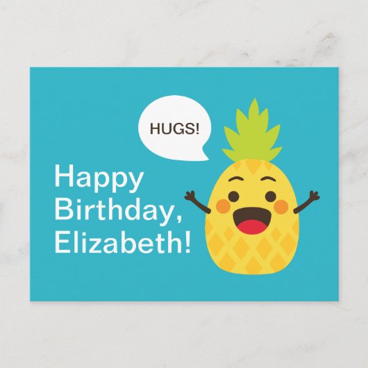 Hallo vrienden! Illustratie ananas Briefkaart (Voorkant)