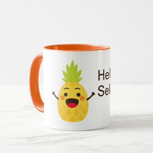 Hallo vrienden! Illustratie ananas Mok (Voorkant links)