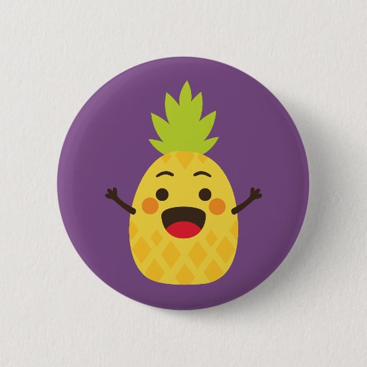 Hallo vrienden! Illustratie ananas Ronde Button 5,7 Cm (Voorkant)